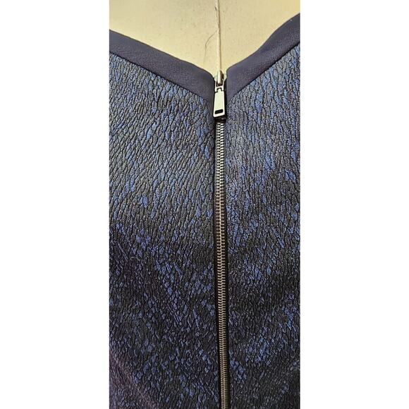 Elie Tahari Womens Front Zip Color Block Ponte Sheath Dress Navy Snakeskin Sz 8 - Picture 3 of 4
